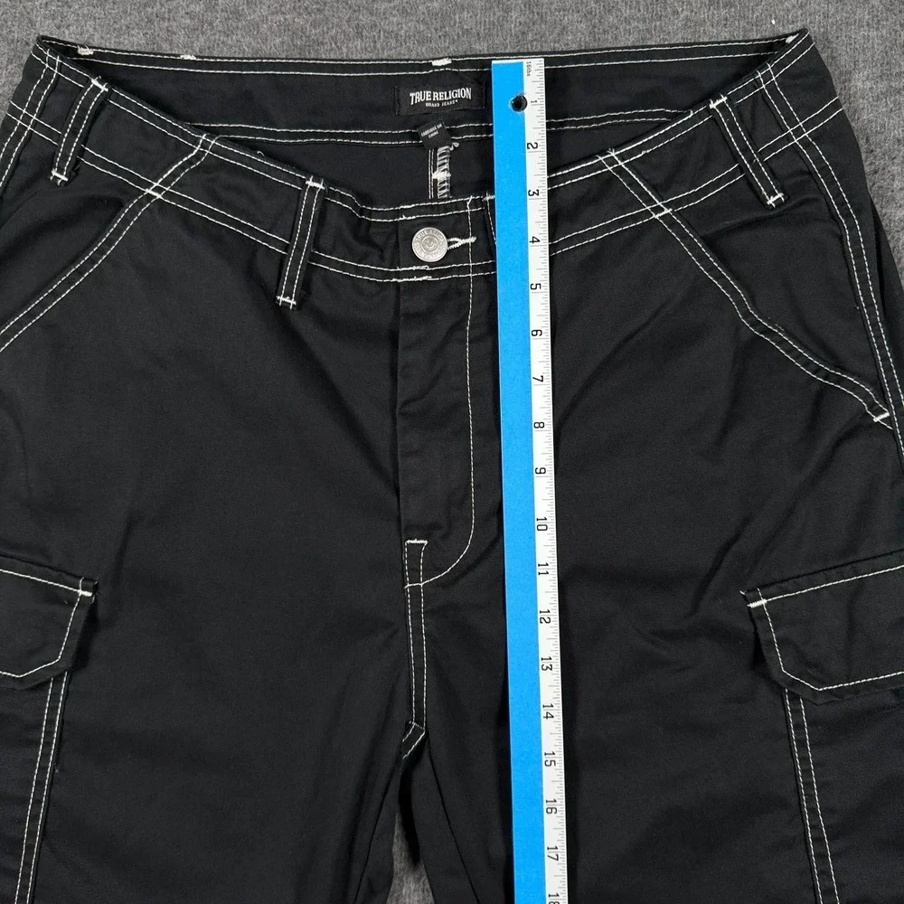 True Religion Cargo Pants Mens 34x31 Jet Black Relaxed Fit Performance Stretch